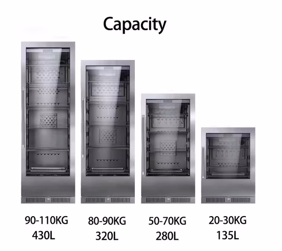 Frigoríficos para amadurecimento, economia de energia, carne bovina, carne seca, envelhecida, gabinete de carne, refrigerador para envelhecimento