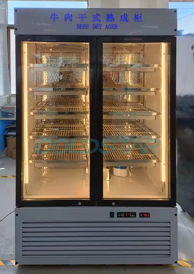 Refrigerador vertical comercial para envelhecimento a seco de carne com porta dupla