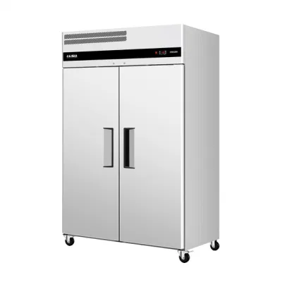 2023 restaurante comercial montagem superior refrigerador de aço inoxidável refrigerador vertical porta sólida refrigerador geladeira vertical portas duplas alcance
